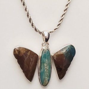 Authentic Medium Peruvian Opal Butterfly Necklace.